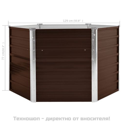 Градинска висока леха кафява 129x129x77 см поцинкована стомана