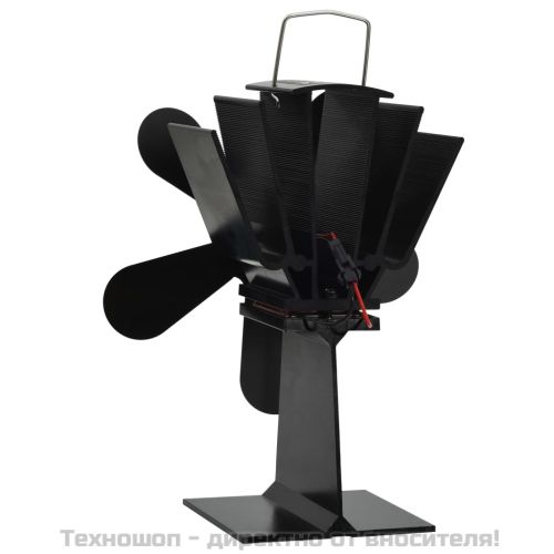 Вентилатор за печка за топъл въздух, 5 перки, черен