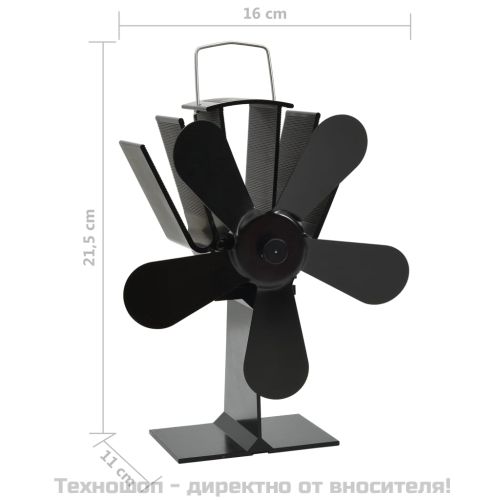 Вентилатор за печка за топъл въздух, 5 перки, черен