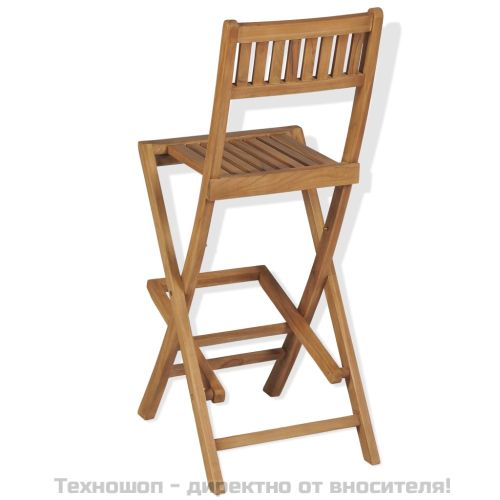 Сгъваеми градински бар столове, 2 бр, тиково дърво масив
