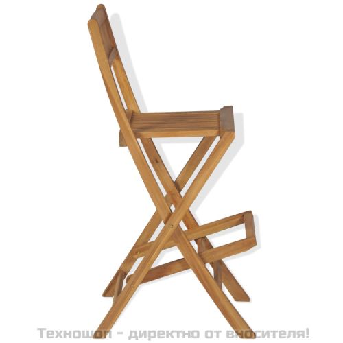 Сгъваеми градински бар столове, 2 бр, тиково дърво масив