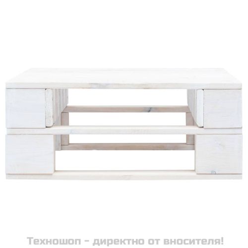 Градинска палетна табуретка, дърво, бяла