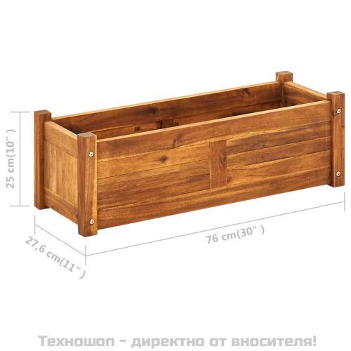 Градинска повдигната леха, акациево дърво, 76x27,6x25 см