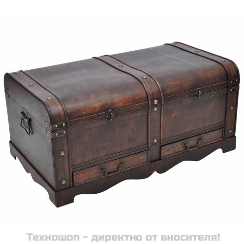 Дървен голям сандък, черен