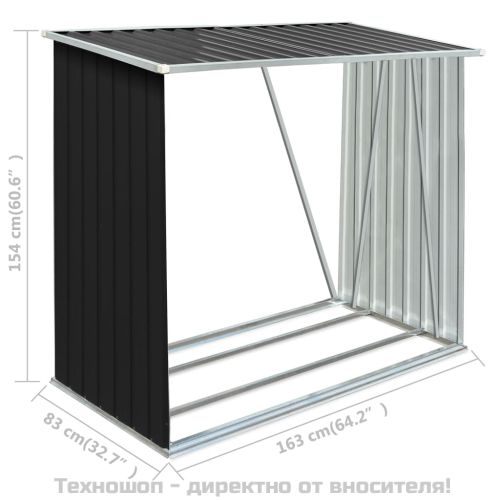 Навес за дърва, поцинкована стомана, 163x83x154 см, антрацит