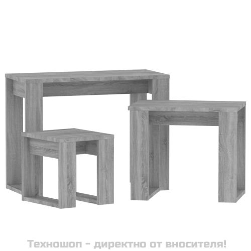 Стифиращи маси, 3 бр, сив сонома, инженерно дърво