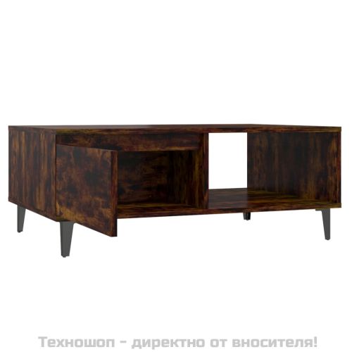 Кафе маса, опушен дъб, 90x60x35 см, инженерно дърво