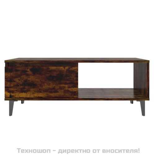 Кафе маса, опушен дъб, 90x60x35 см, инженерно дърво