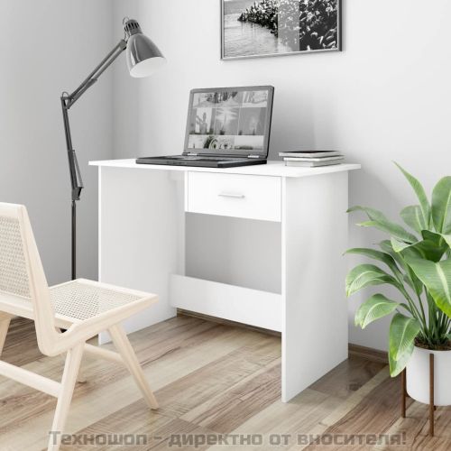 Бюро, бяло, 100x50x76 см, инженерно дърво