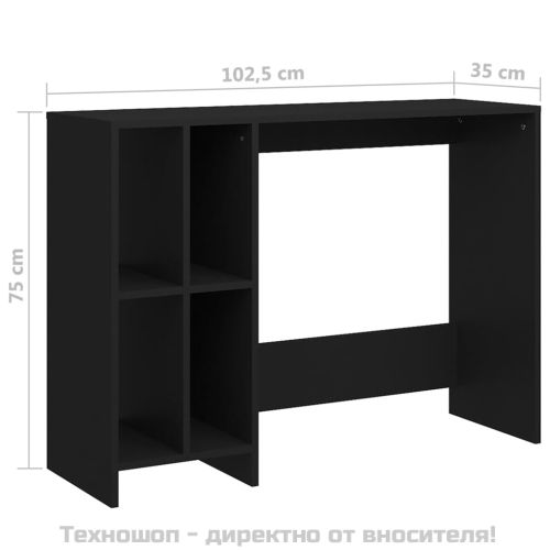 Бюро за лаптоп, черно, 102,5x35x75 см, инженерно дърво