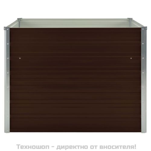 Повдигната леха, кафява, 100x100x77 см, поцинкована стомана