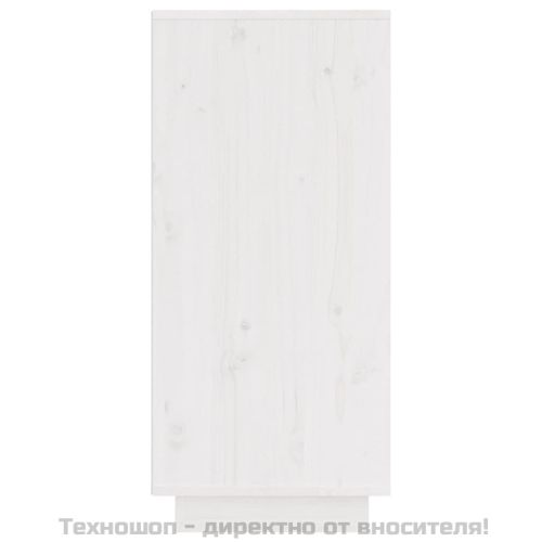 Сайдборд, бял, 31,5x34x75 см, бор масив