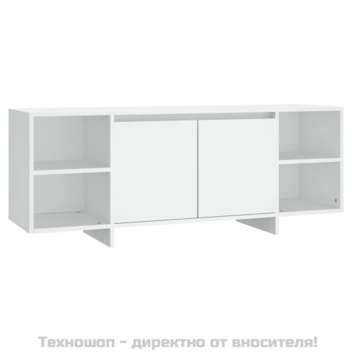 ТВ шкаф, бял, 130x35x50 см, инженерно дърво