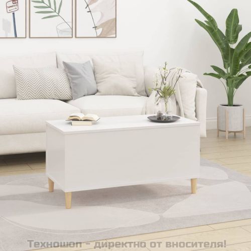 Кафе маса, бял гланц, 90x44,5x45 см, инженерно дърво