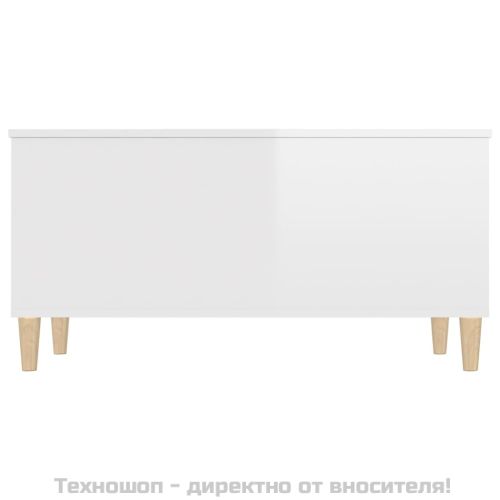 Кафе маса, бял гланц, 90x44,5x45 см, инженерно дърво