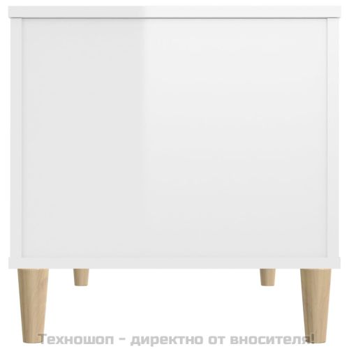 Кафе маса, бял гланц, 90x44,5x45 см, инженерно дърво