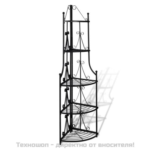 Ъглова етажерка за цветя, черна