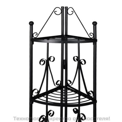 Ъглова етажерка за цветя, черна