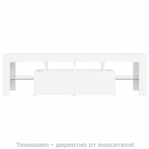 ТВ шкаф с LED осветление, бял, 140x36,5x40 см