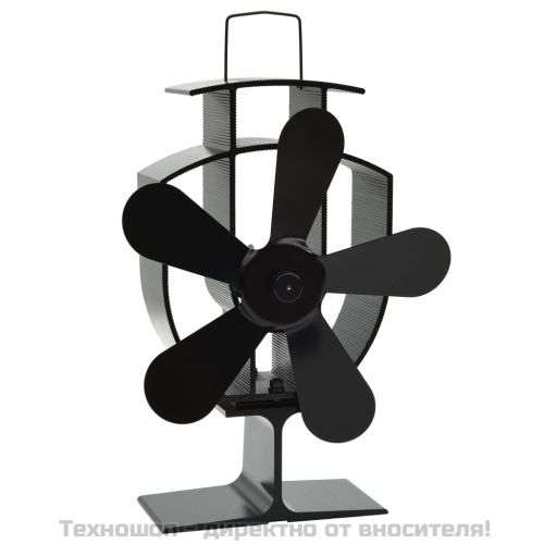 Вентилатор за печка за топъл въздух, 5 перки, черен