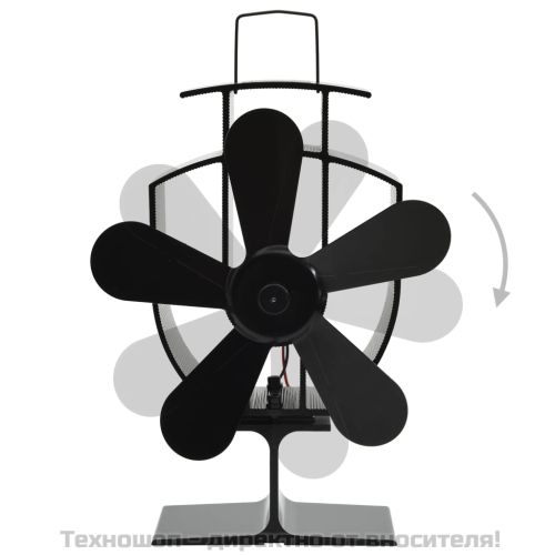 Вентилатор за печка за топъл въздух, 5 перки, черен
