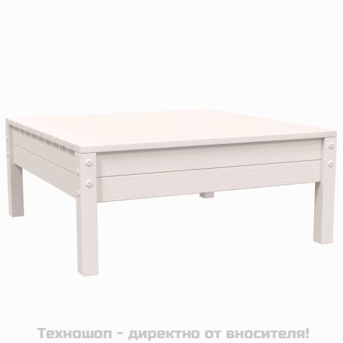 Градински лаундж комплект 3 части с възглавници бял бор масив