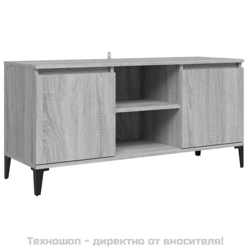 ТВ шкаф с метални крака, сив сонома, 103,5x35x50 см