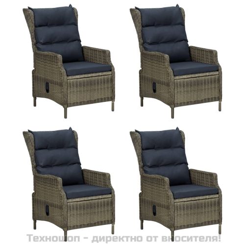 Градински трапезен комплект от 5 части, кафяв, полиратан