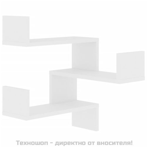 Стенни ъглови рафтове, 2 бр, бели, 40x40x50 см, инженерно дърво