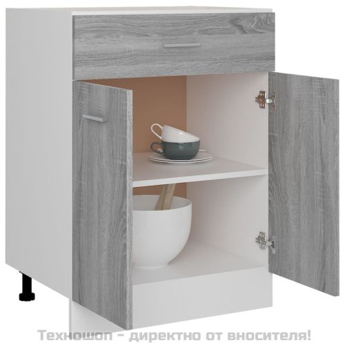 Шкаф с чекмеджета "Lyon", сив, цвят сонома, 60x46x81,5 см, инженерно дърво