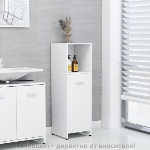 Шкаф за баня, бял, 30x30x95 см, инженерно дърво