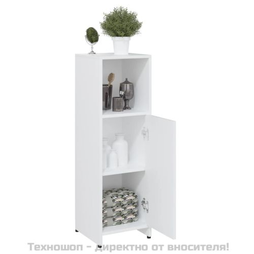 Шкаф за баня, бял, 30x30x95 см, инженерно дърво