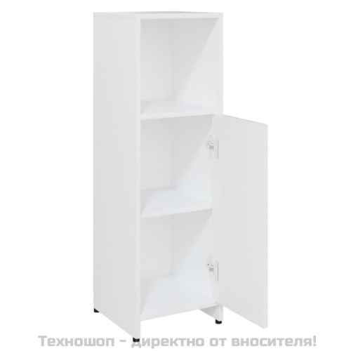 Шкаф за баня, бял, 30x30x95 см, инженерно дърво