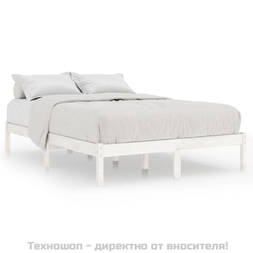 Рамка за легло без матрак, бял, 200x200 см, масивно дърво