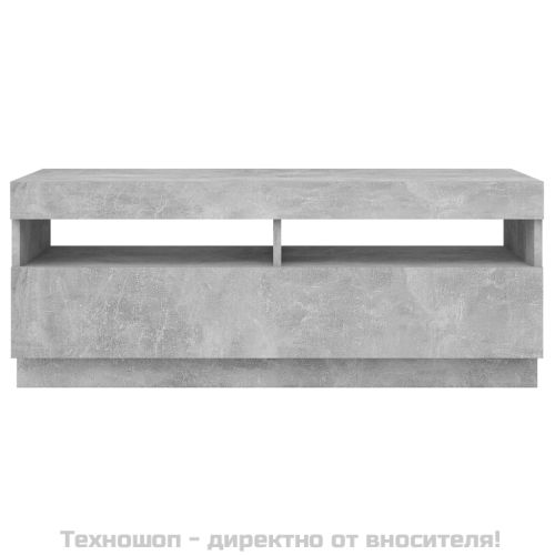 ТВ шкаф с LED осветление, бетонно сив, 100x35x40 см