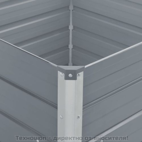 Повдигната леха, 100 x 100 x 77 см, поцинкована стомана, сива