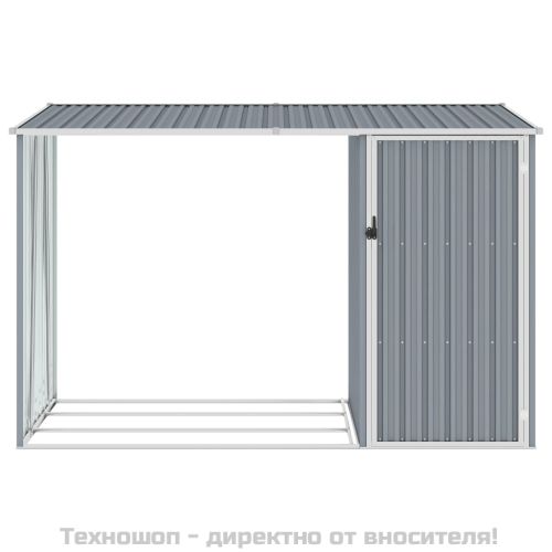 Градинска барака за дърва сива 245x98x159см поцинкована стомана