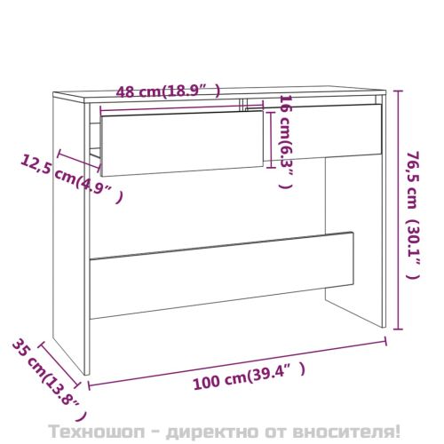 Конзолна маса, бетонно сива, 100x35x76,5 см, инженерно дърво