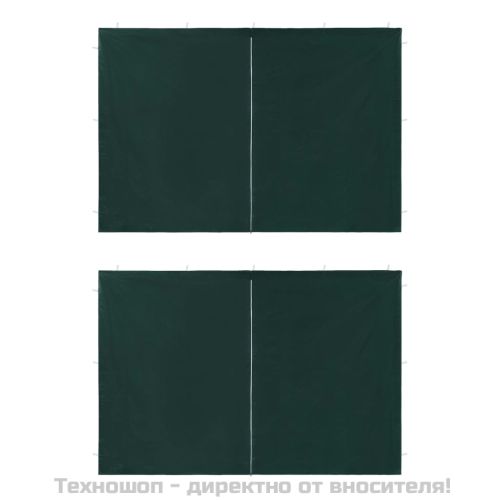 Странични стени за парти шатра, 2 бр, с цип, PE, зелени