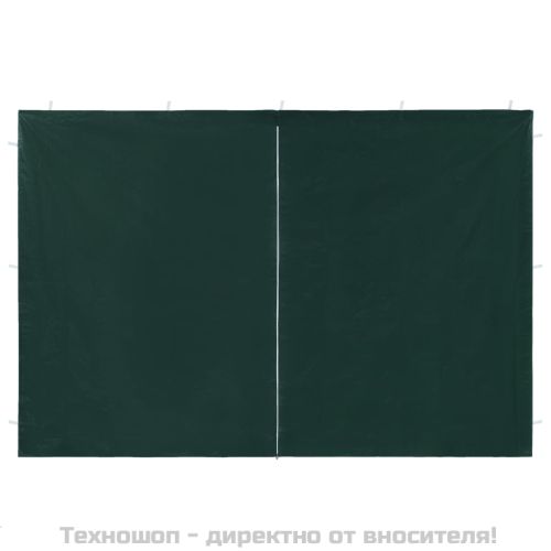 Странични стени за парти шатра, 2 бр, с цип, PE, зелени
