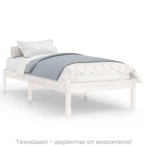 Рамка за легло без матрак, бял, 90x200 см, масивно дърво