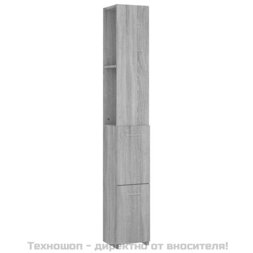Шкаф за баня, сив сонома, 25 x 26,5 x 170 см, инженерно дърво
