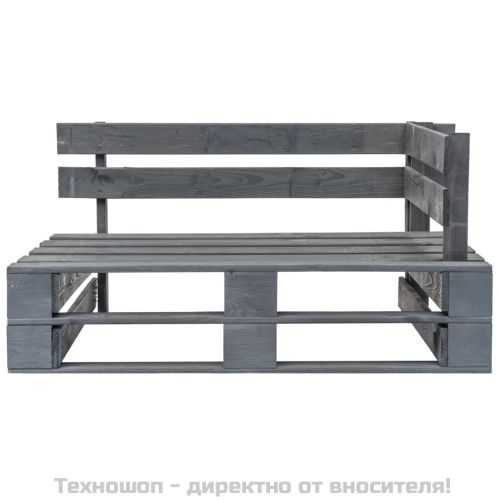 Градинска ъглова пейка от палети, дърво, сива