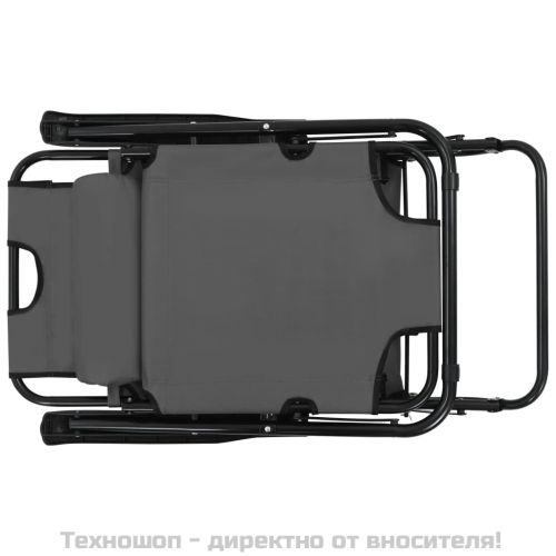 Сгъваеми шезлонги с подложки за крака, 2 бр, стомана, сиви