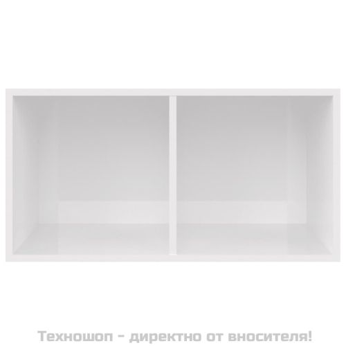 Шкаф за винилови плочи, бял гланц, 71x34x36 см, инженерно дърво