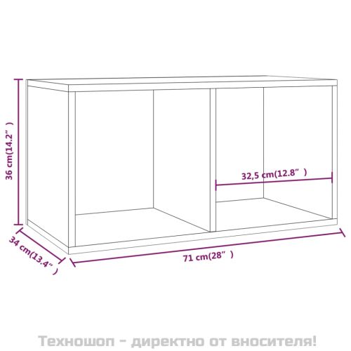 Шкаф за винилови плочи, бял гланц, 71x34x36 см, инженерно дърво
