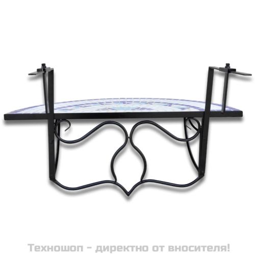 Висяща балконска маса, синьо и бяло, мозайка