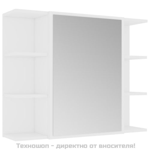 Шкаф за баня с огледало, бял, 80x20,5x64 см, инженерно дърво