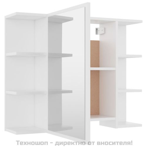Шкаф за баня с огледало, бял, 80x20,5x64 см, инженерно дърво