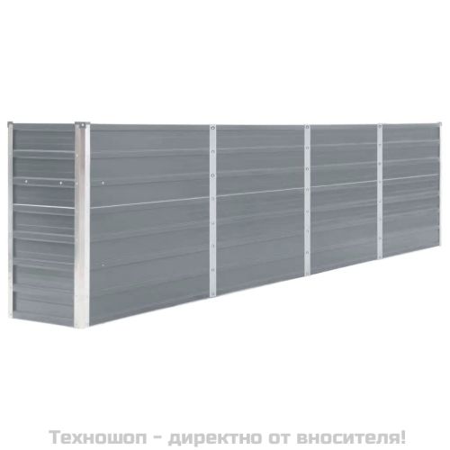 Повдигната леха, 320x40x77 см, поцинкована стомана, сива